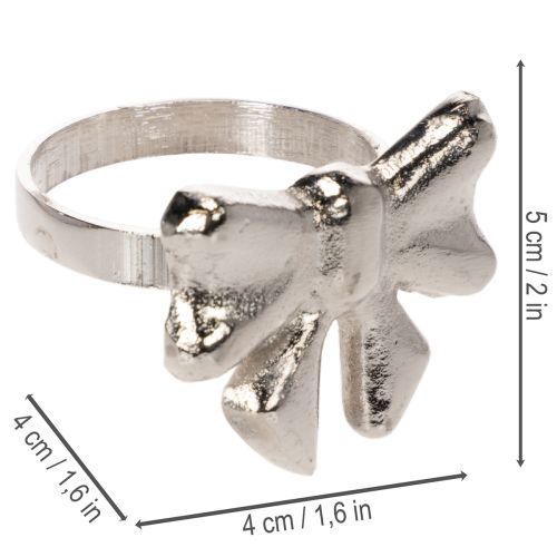 Rond de serviette nœud, métal argenté brillant, 5 cm, lot de 4 | Floristik24.be