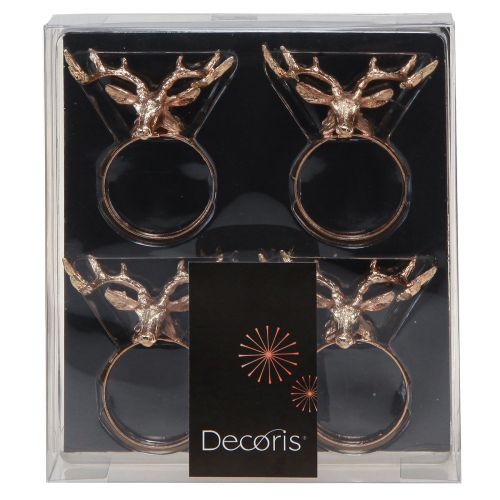Article Ronds de serviette cerf métal décoration de table rose Ø3,5cm H 6,5cm 4pcs