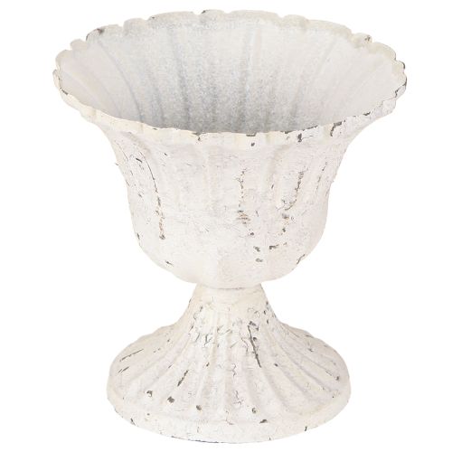 Floristik24 Décoration Shabby Chic Coupelle Métal Blanche Ø12cm H12cm
