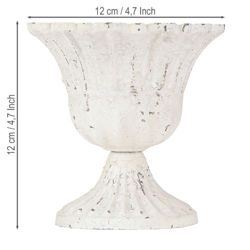 Floristik24 Décoration Shabby Chic Coupelle Métal Blanche Ø12cm H12cm