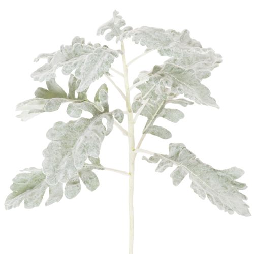 Branche de séneçon artificielle, feuille d'argent, finement travaillée, 45 cm, 3 pièces