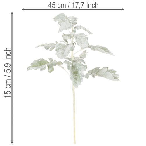 Branche de séneçon artificielle, feuille d'argent, finement travaillée, 45 cm, 3 pièces | Floristik24.be