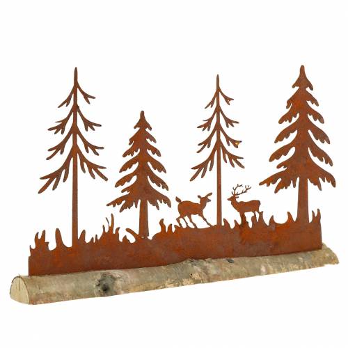 Floristik24 Silhouette de forêt avec patine d&#39;animaux sur socle en bois 30cm x 19cm