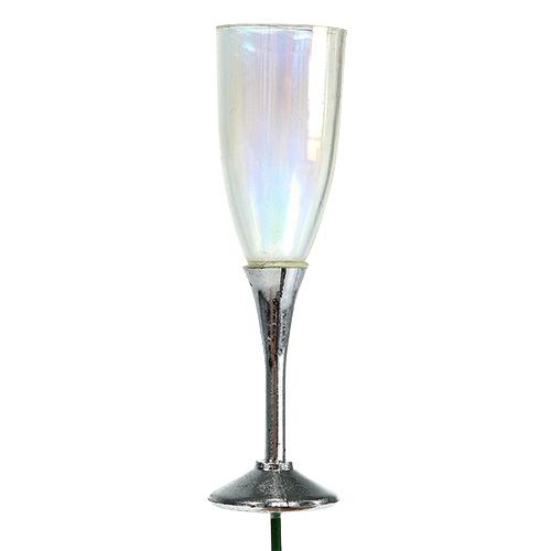 Article Bouchon de flûte à champagne décoratif pour le réveillon du Nouvel An, argenté, 7,5 cm, longueur 27 cm, 12 pièces