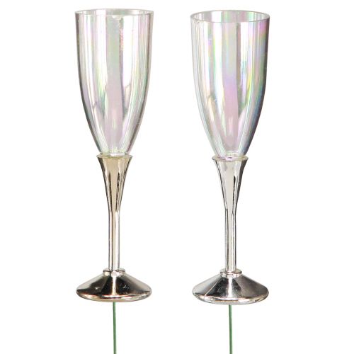 Floristik24 Décoration de réveillon à suspendre coupe à champagne sur fil H9,5cm 8 pièces
