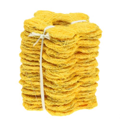 Floristik24 Fleur en sisal jaune Ø 7,5 cm 25 p.