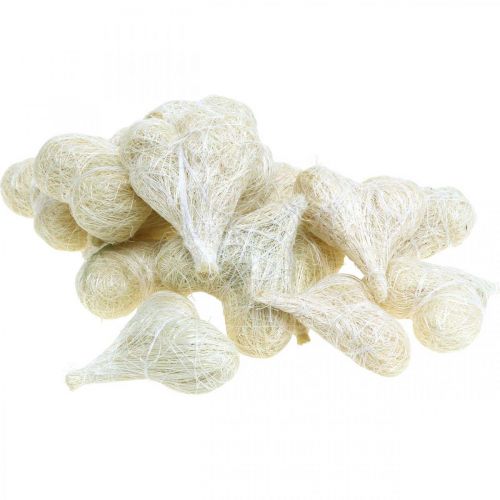 Article Coeurs en sisal coeurs décoratifs blanchis blanc crème H7,5–9cm 16 pcs