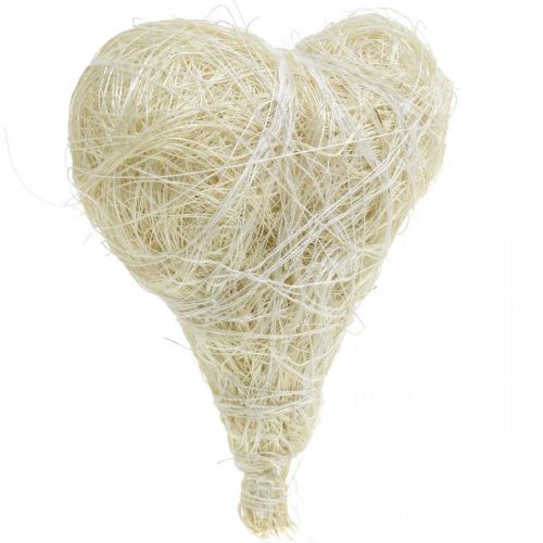 Article Coeurs en sisal coeurs décoratifs blanchis blanc crème H7,5–9cm 16 pcs