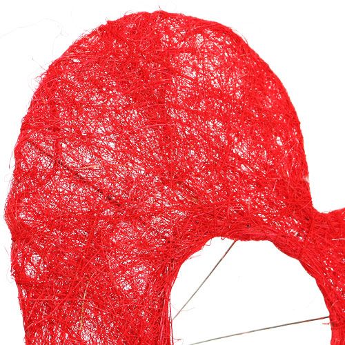Manchette coeur sisal 20cm coeur rouge décoration fleur sisal 10pcs