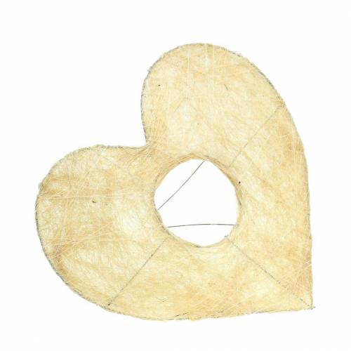 Floristik24 Manchette en sisal coeur blanchi 16cm 10 pcs