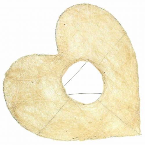 Floristik24 Manchon sisal coeur blanchi 25.5cm 10pcs
