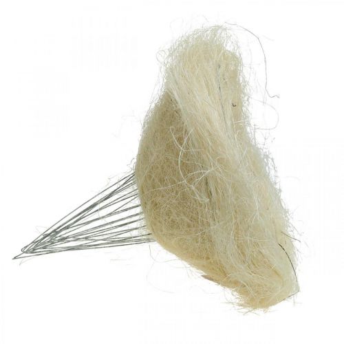 Article Bouquet de fleurs, manchette sisal blanchi Ø25cm 6 pcs