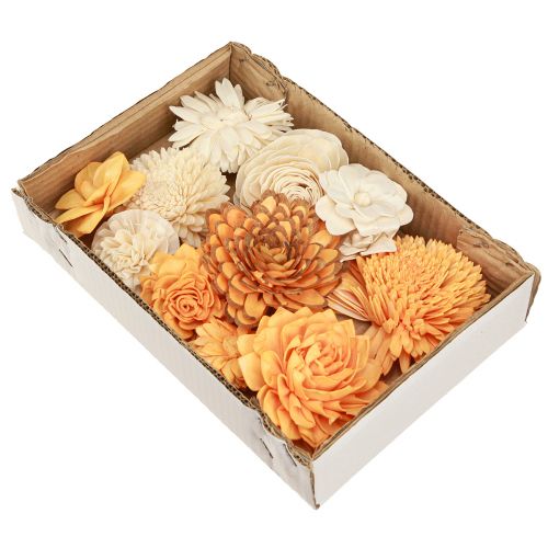 Article Sola fleurs en bois fleurs décoratives en bois mélange orange 6-11cm 12-15 pcs