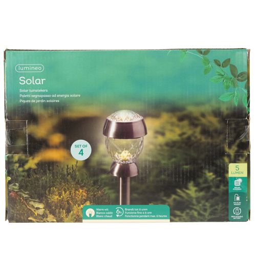 Lot de 4 lampes solaires de jardin avec piquet, 36 cm | Floristik24.be