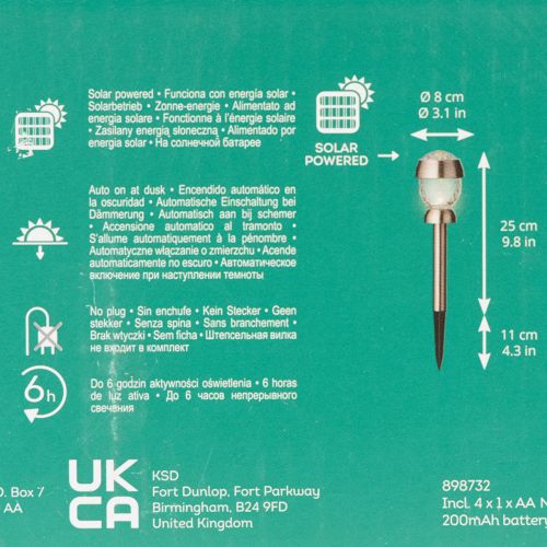 Lot de 4 lampes solaires de jardin avec piquet, 36 cm | Floristik24.be