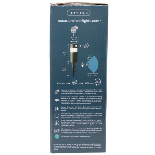 Lampe solaire de jardin avec détecteur de mouvement, LED, 34 cm | Floristik24.be