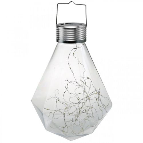 Floristik24 Lampe Solaire Diamant Lanterne de Balcon Luminaire LED Décoration de Jardin Blanc Chaud H31cm Ø22cm