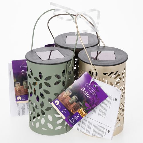 Article Lanterne solaire d'extérieur pour jardin, éclairage délicat pour les soirées d'été, 22 cm, lot de 3