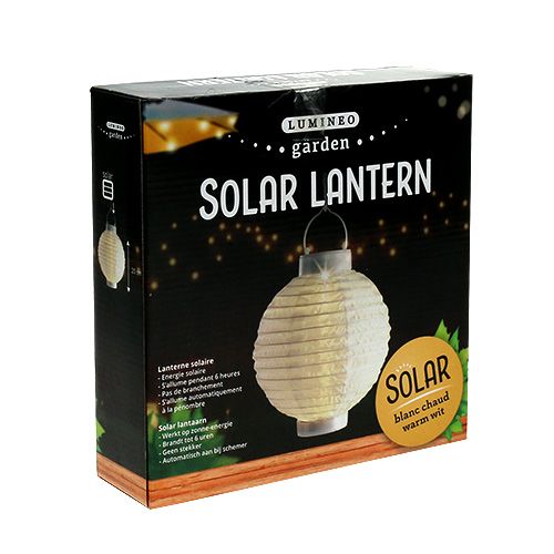 Article Lanterne LED avec solaire 20cm blanc