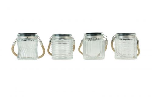 Lampe solaire suspension en verre solaire balcon Ø7,5cm H9cm 4pcs