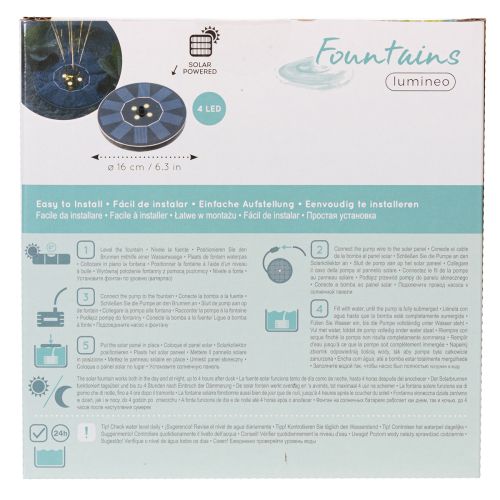 Article Pompe solaire pour bassins de jardin, élément décoratif flottant avec LED, 16 cm