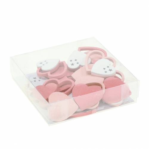 Article Décoration à disperser coeurs rose/blanc 24 pcs