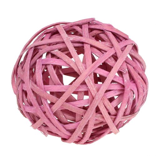 Floristik24 Balle en rotin rose Ø 6 cm 6 p.
