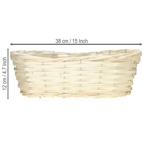 Article Panier en copeaux d’osier tressé Lavé blanc 38×18×12cm