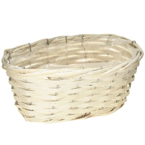 Panier en copeaux de bois tressé Osier blanchi 29×18×14cm