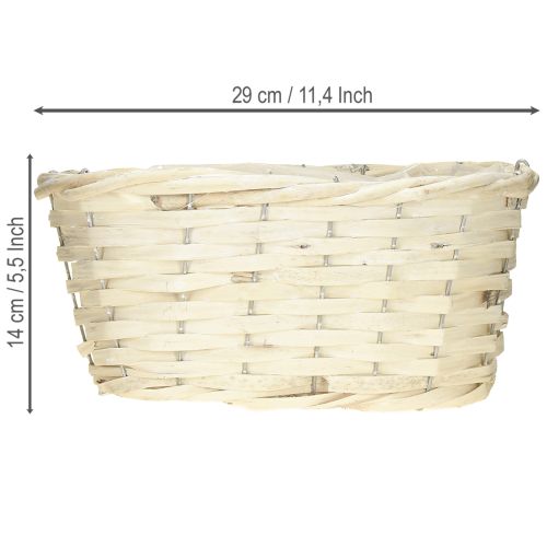 Article Panier en copeaux de bois tressé Osier blanchi 29×18×14cm