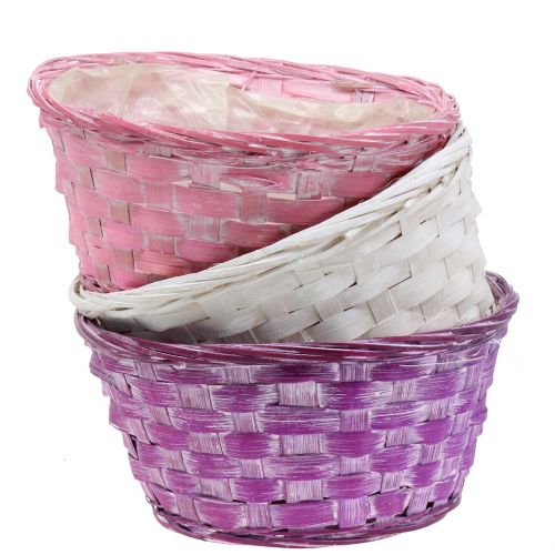 Floristik24 Bol à chips rond violet / blanc / rose Ø19cm 8pcs