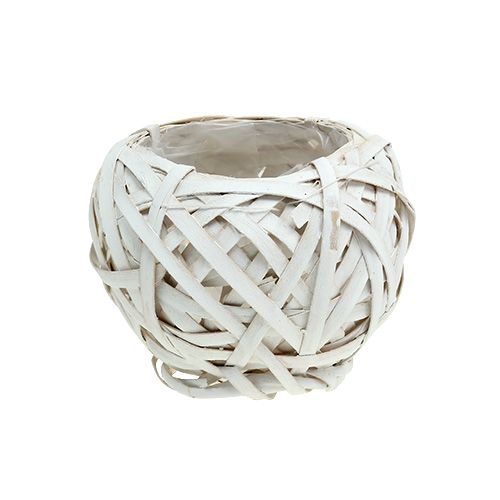 Floristik24 Panier blanc rond en sangles tressées Ø 15 cm