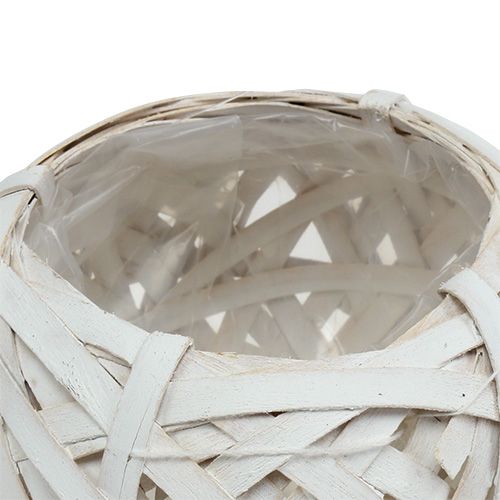 Floristik24 Panier blanc rond en sangles tressées Ø 15 cm