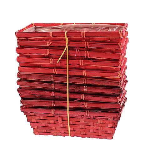 Article Lot de paniers rectangulaires rouges en sangles tressées 20 x 12 x 9 cm, 10 p.