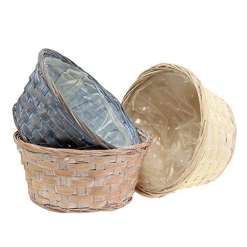 Floristik24 Chip bowl panier à plantes rond Ø20cm blanc/gris/marron 8 pièces