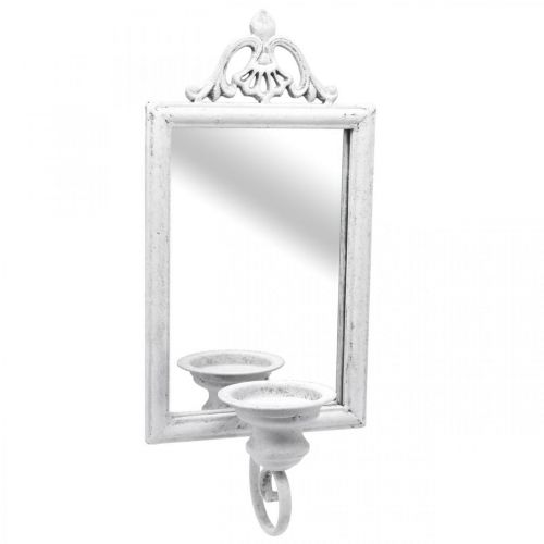 Floristik24 Miroir Effet Antique avec Bougeoir Métal Blanc Shabby H50cm
