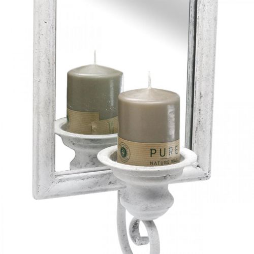 Floristik24 Miroir Effet Antique avec Bougeoir Métal Blanc Shabby H50cm