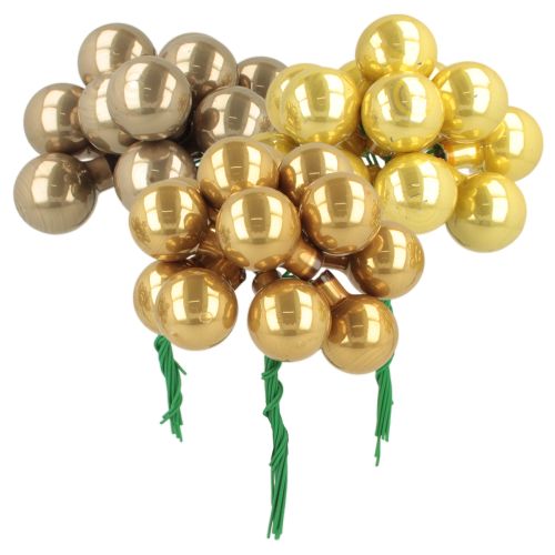 Mini boules de Noël sur fil de fer, baies miroir, finition brillante, 20 mm, lot de 140.