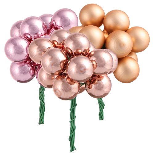 Miroir Baies Abricot Rose Boules de Verre Fil Ø20mm 140 pcs