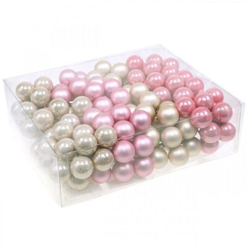 Floristik24 Mini boules de Noël sur fil de verre Ø25mm rose 140p