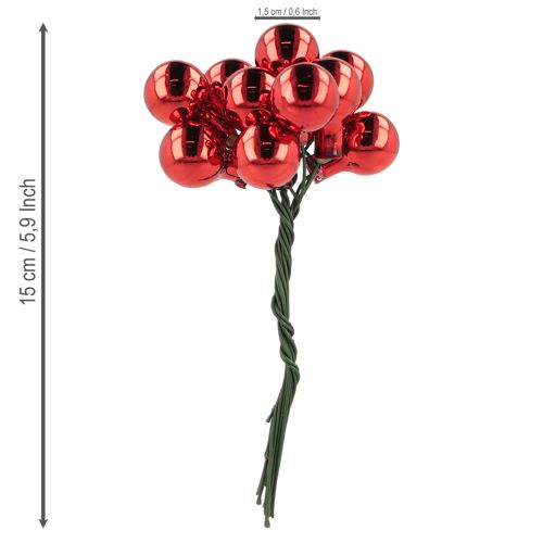 Article Miroir Baies Rouge Mat, Brillant Ø1,5cm 140 pcs