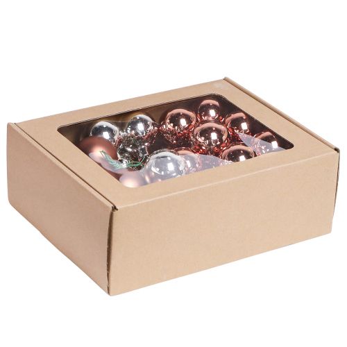 Article Miroir Baies Verre de Noël Abricot Argent Ø40mm 32 pcs