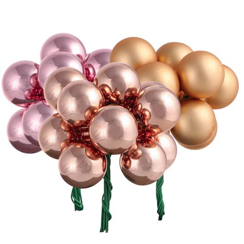 Floristik24 Baies miroir verre de Noël rose abricot Ø25mm 140 pcs