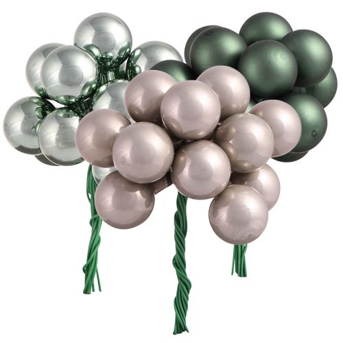 Floristik24 Baies miroir Noël vert nacre gris Ø20mm 140 pcs