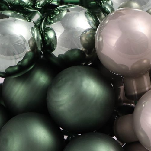Floristik24 Baies miroir Noël vert nacre gris Ø20mm 140 pcs