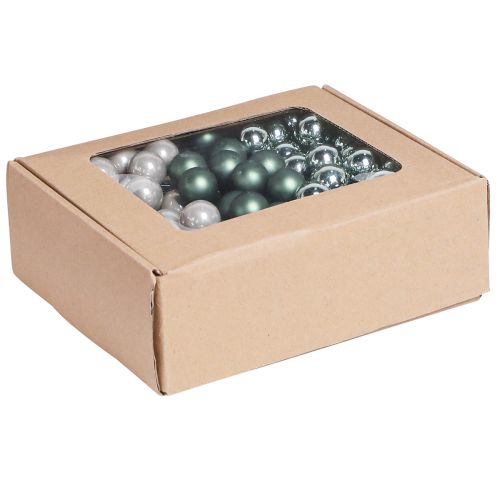 Floristik24 Baies miroir Noël vert nacre gris Ø20mm 140 pcs
