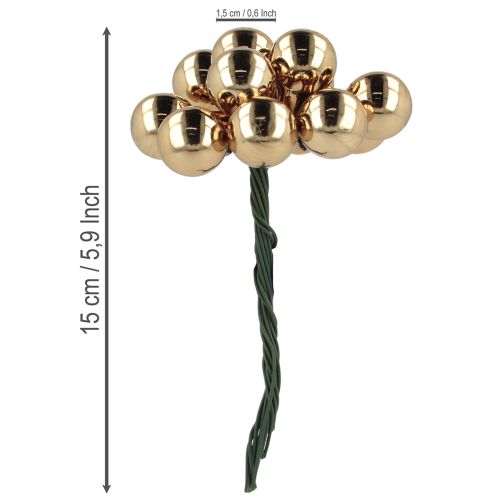 Article Baies miroir Ø1,5cm marron-doré 140 pcs