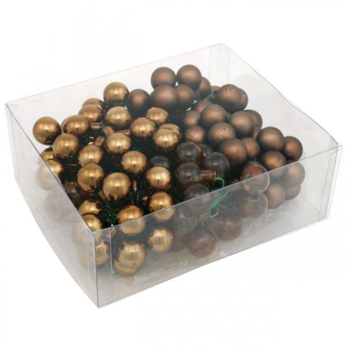 Floristik24 Mini boules de Noël verre marron miroir baies Ø20mm mix 140p