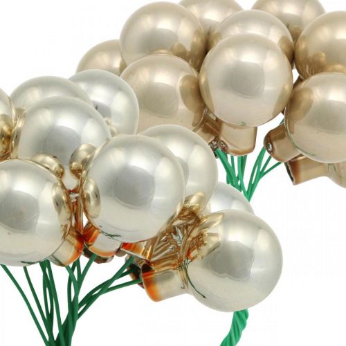 Article Mini boule de Noël crème, baies miroir beige Ø20mm 140 pcs