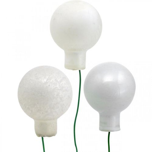 Article Mini boule de Noël baies miroir marbrées blanches Ø20mm 140 pcs